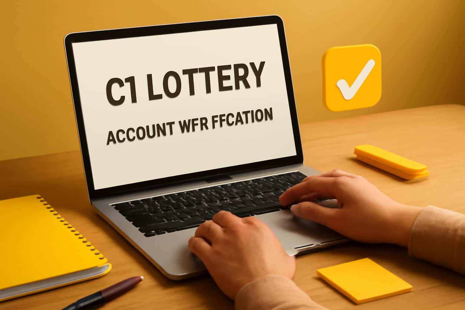 Informational scene depicting C1 Lottery Account Verification with prominent text.