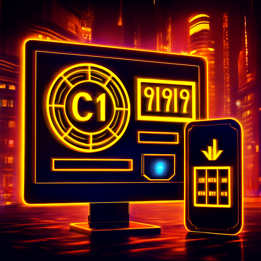 Illustration detailing the download process for C1 Lottery.