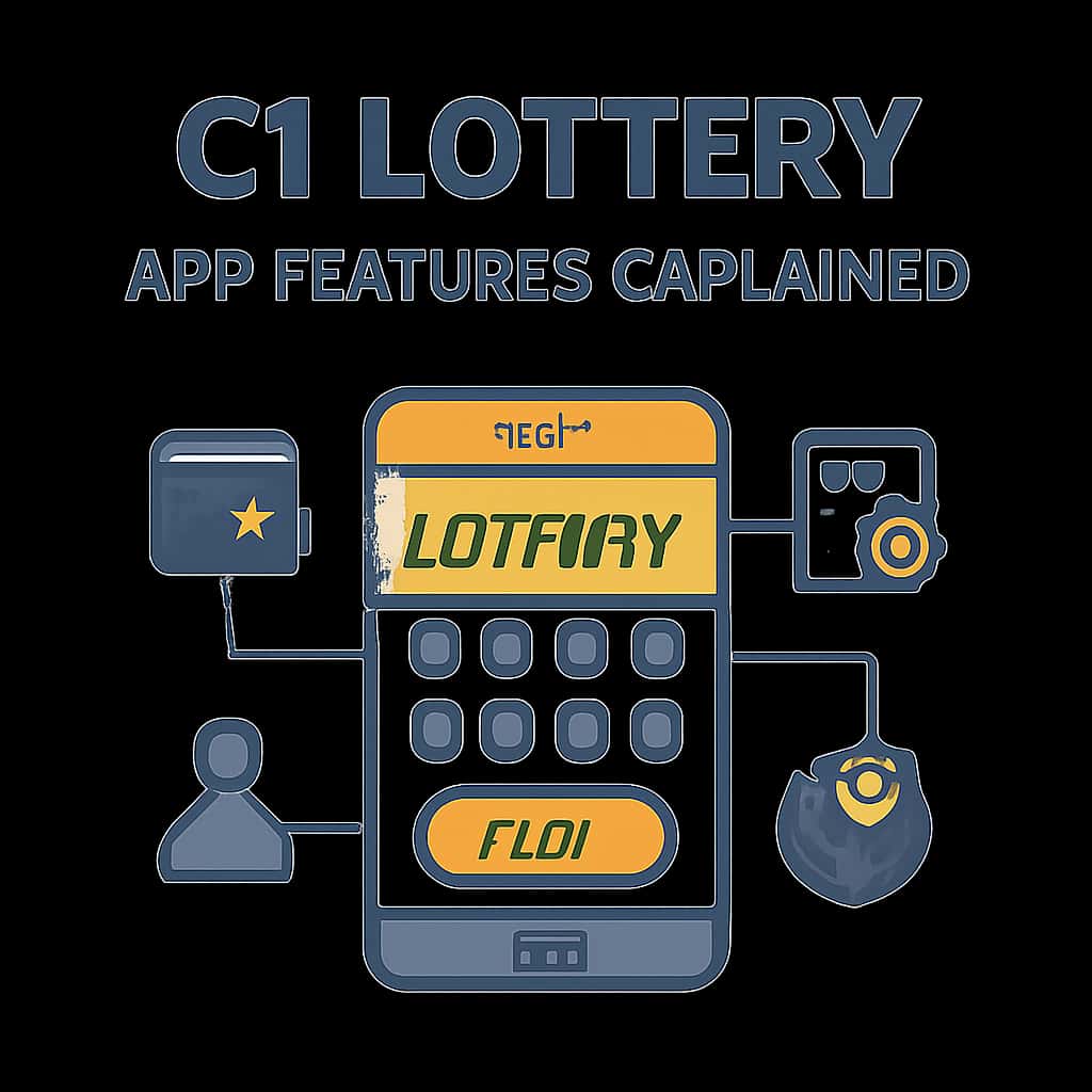 Diagram illustrating key features of the C1 Lottery app.