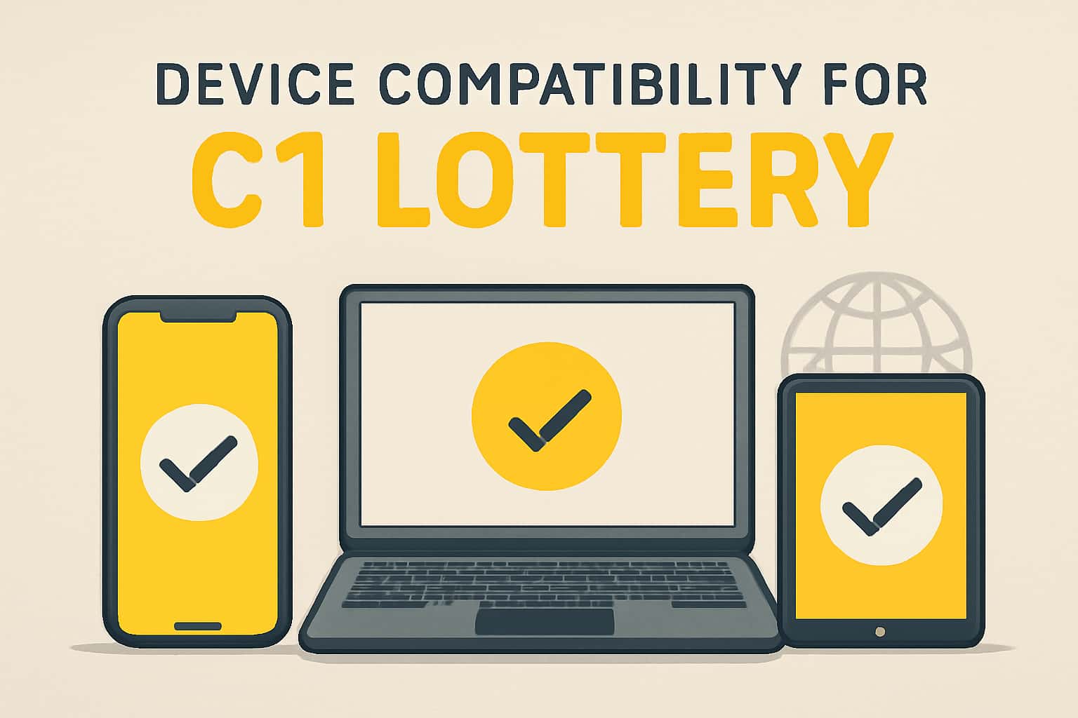 Neutral informational scene showing device compatibility for C1 Lottery.