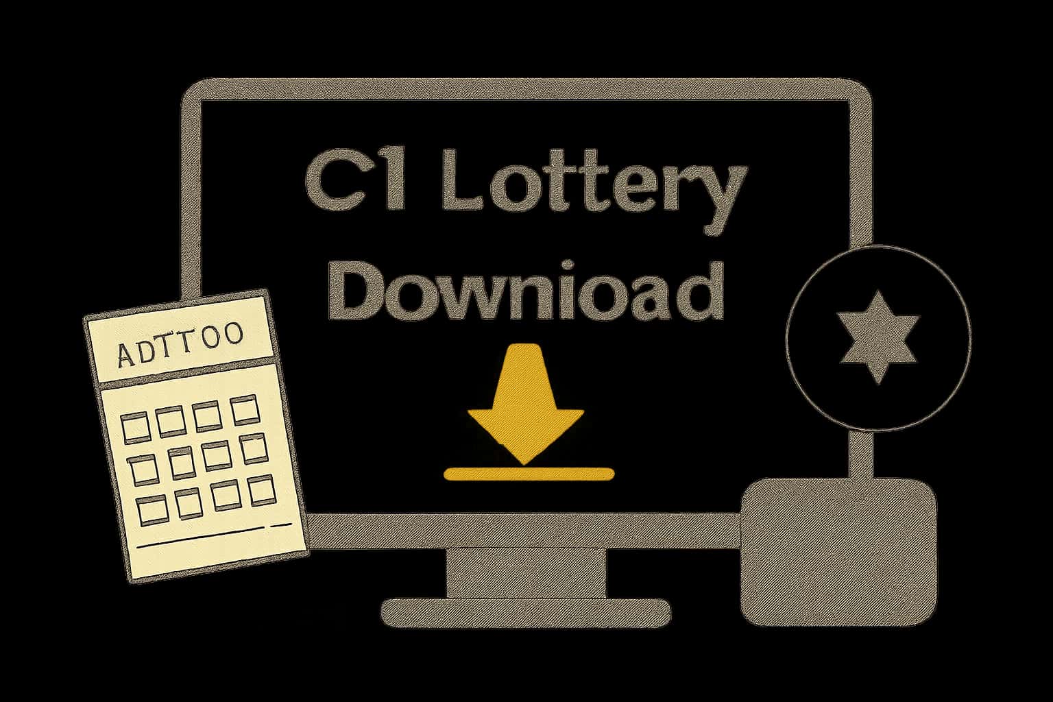 C1 Lottery Download informational graphic showcasing app features.