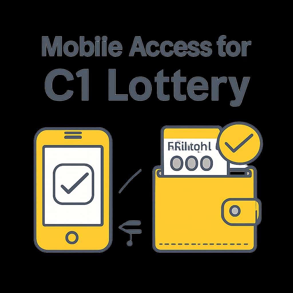 An educational diagram illustrating key features of Mobile Access for C1 Lottery.