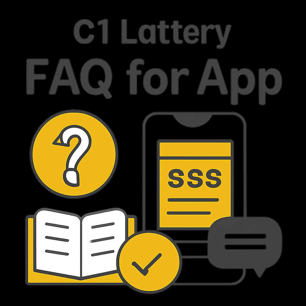 An educational illustration detailing the installation steps for C1 Lottery App.