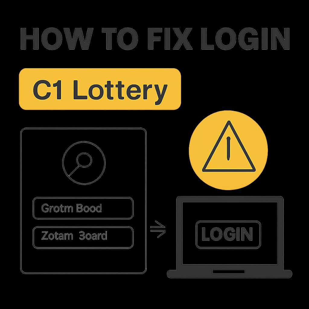 Diagram illustrating troubleshooting steps for C1 Lottery login.