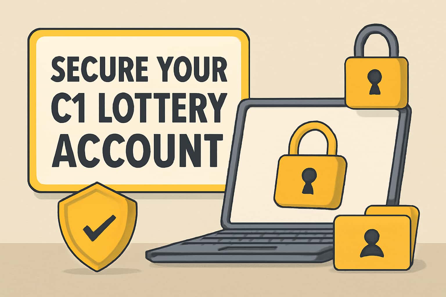 Image depicting secure access to C1 Lottery account with technological elements.