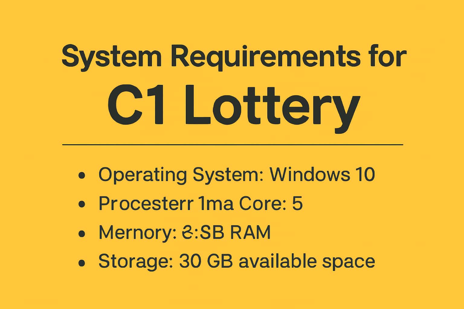 Informational image displaying system requirements for C1 Lottery